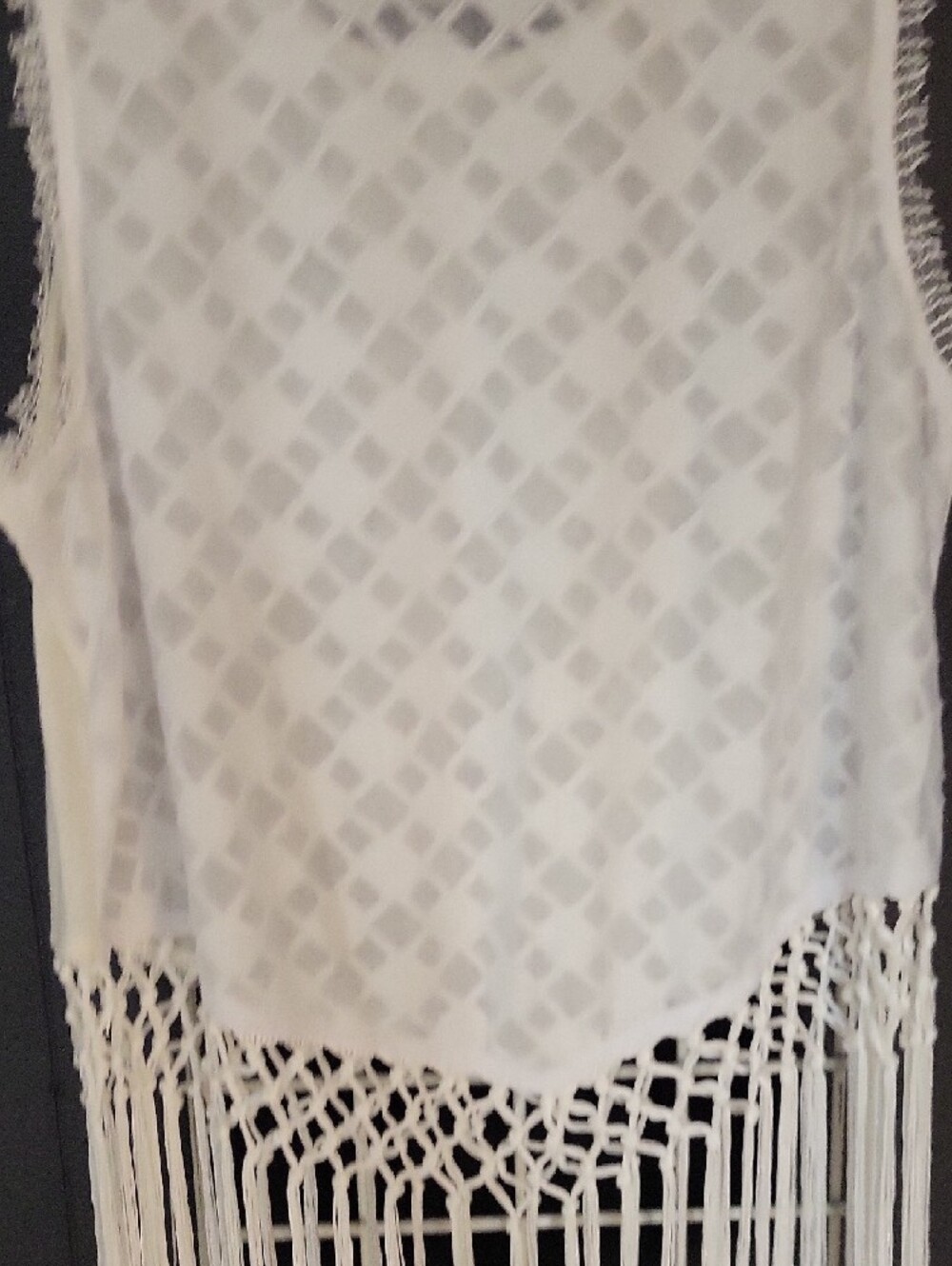Miss Me White Fringe Tank with Gold Feather Motif - Picture 6 of 10
